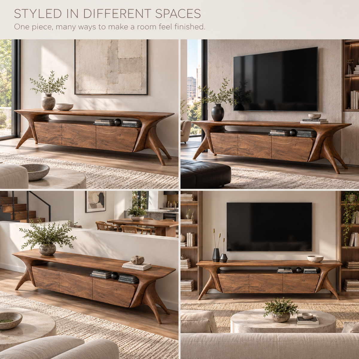 Bramley Sculptural Solid Wood TV Stand - Design 137 - product detail 9