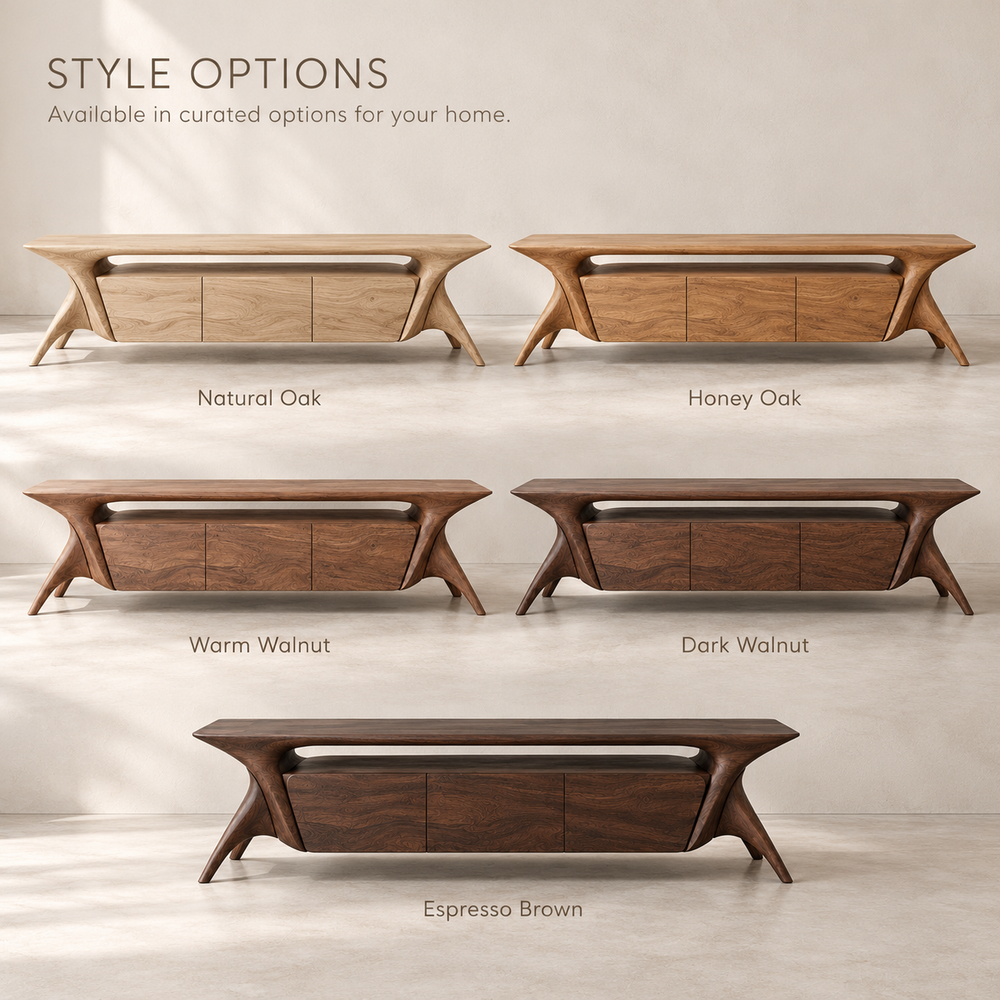 Bramley Sculptural Solid Wood TV Stand - Design 137 - wood finish options