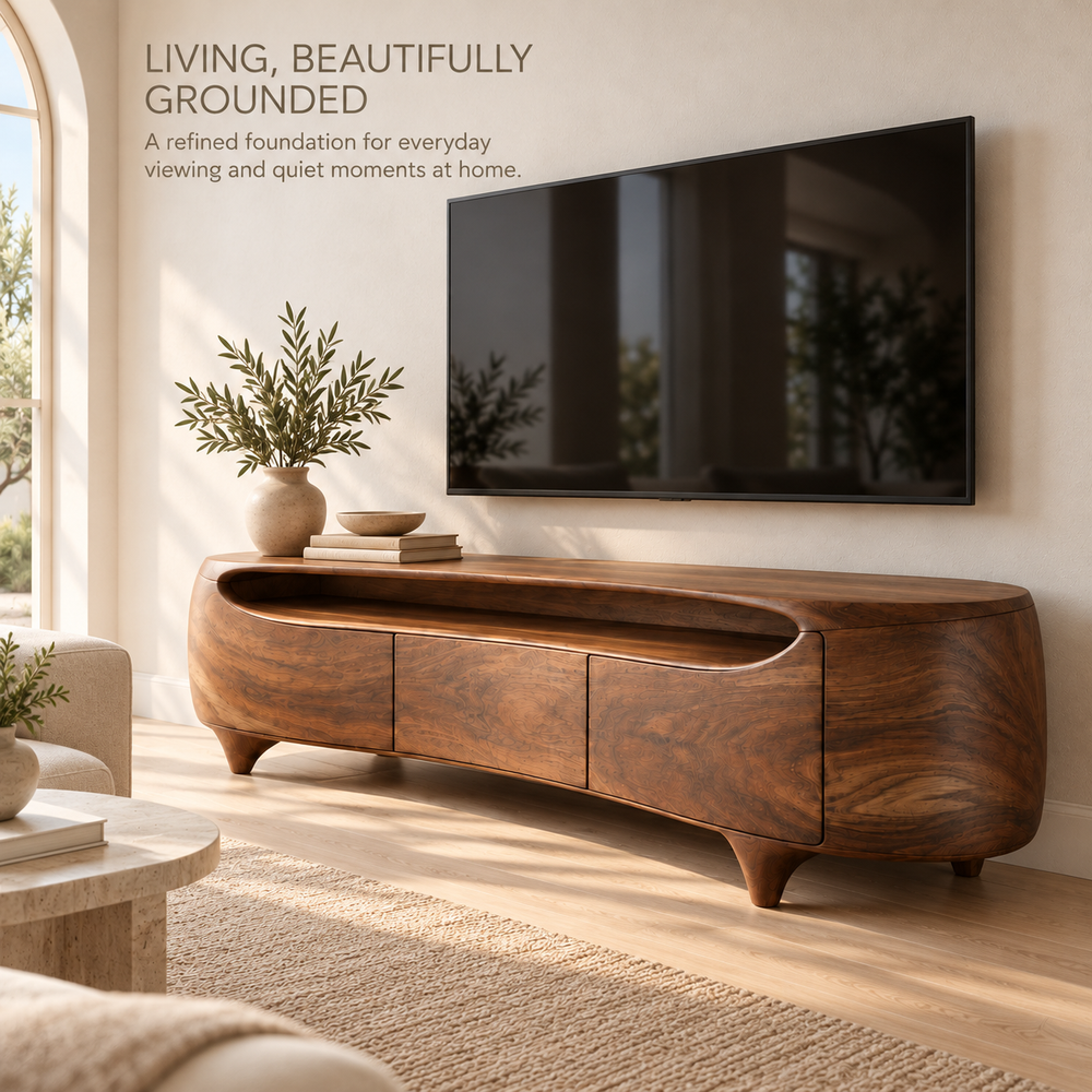 Cedarvale Sculptural Solid Wood TV Stand - Design 138 - product detail 1