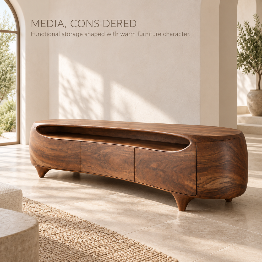 Cedarvale Sculptural Solid Wood TV Stand - Design 138 - product detail 2