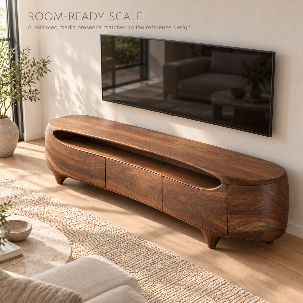 Cedarvale Sculptural Solid Wood TV Stand - Design 138 - product detail 3