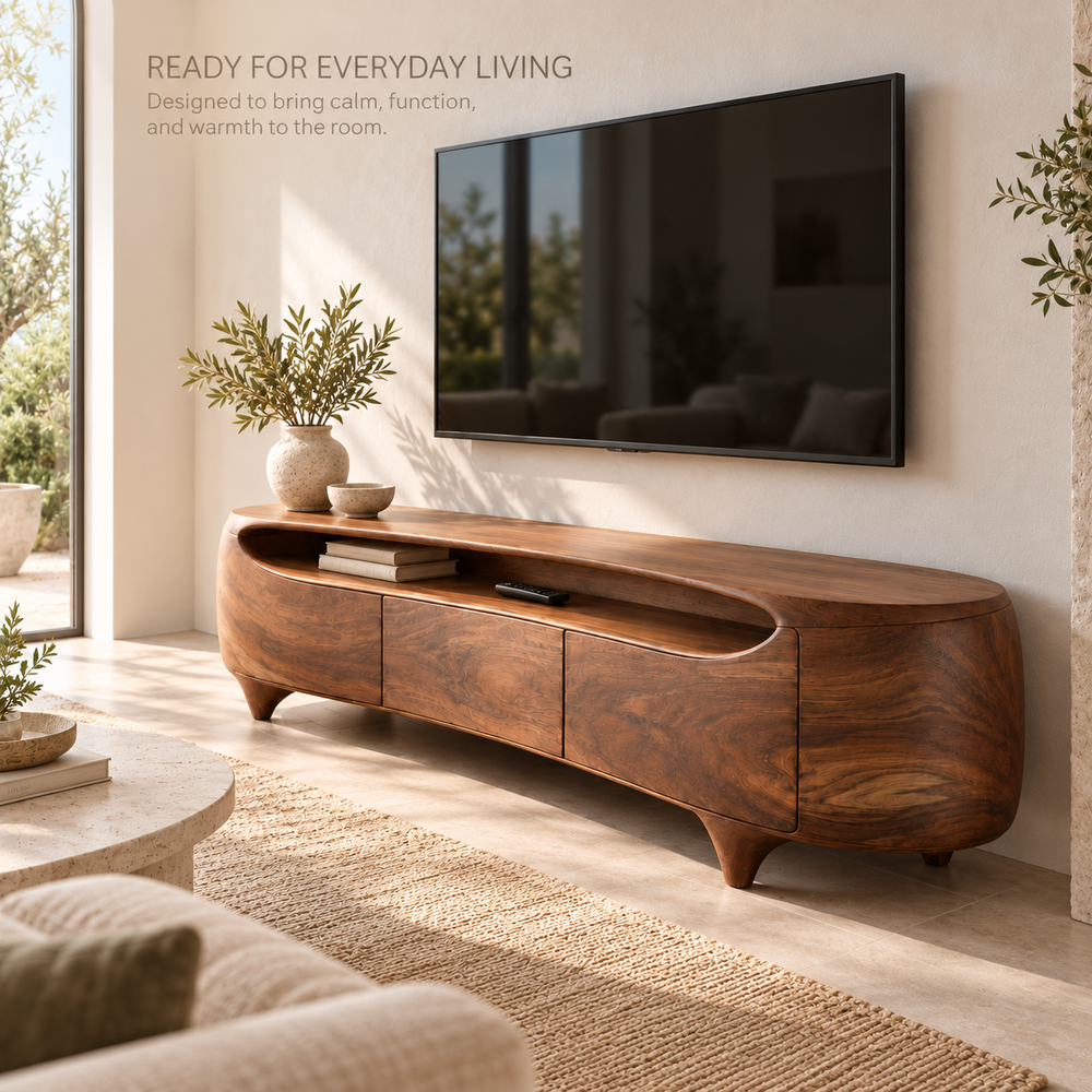 Cedarvale Sculptural Solid Wood TV Stand - Design 138 - product detail 6