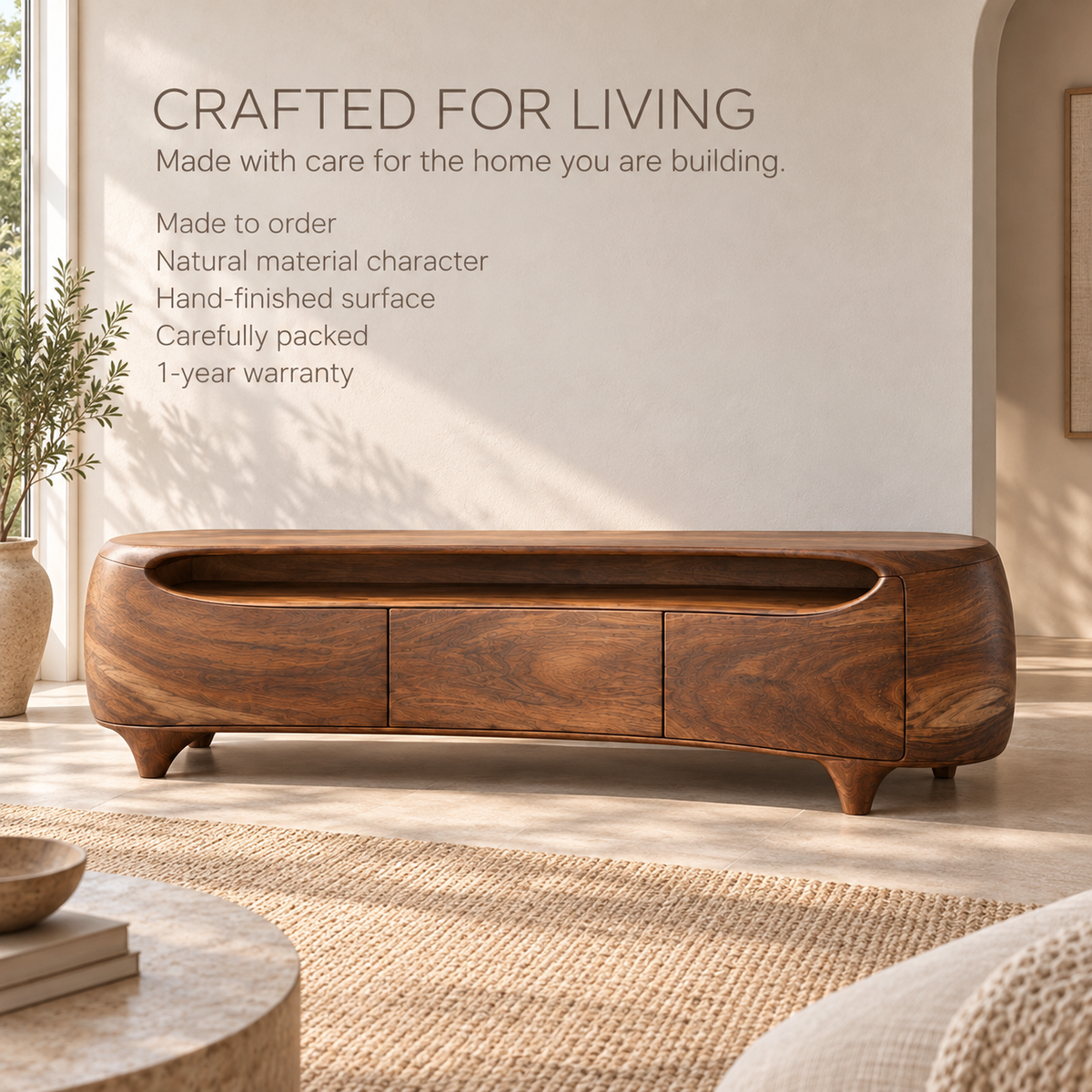 Cedarvale Sculptural Solid Wood TV Stand - Design 138 - product detail 8