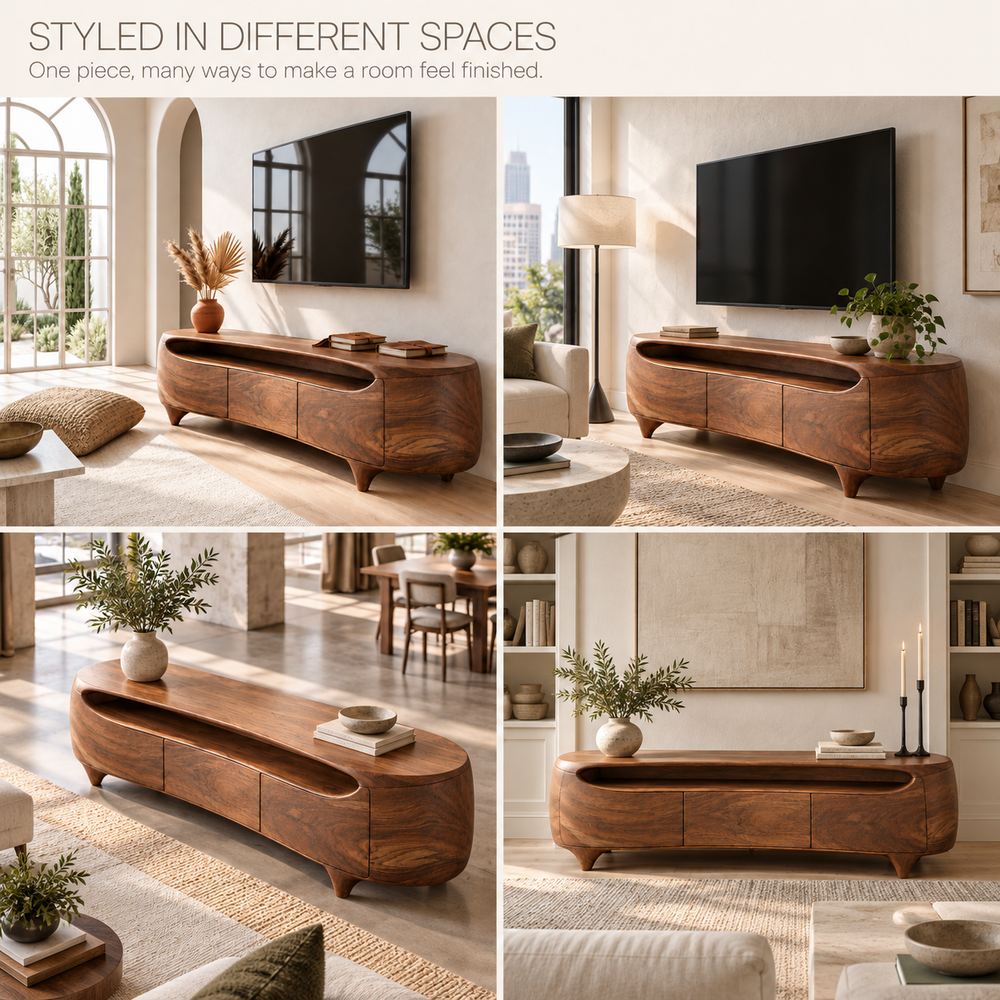 Cedarvale Sculptural Solid Wood TV Stand - Design 138 - product detail 9