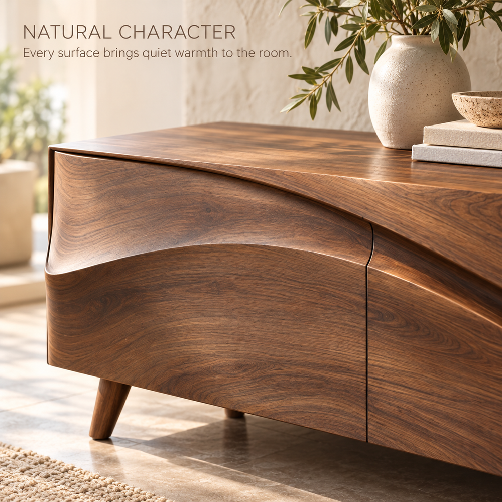 Dunmere Sculptural Solid Wood TV Stand - Design 139 - product detail 4
