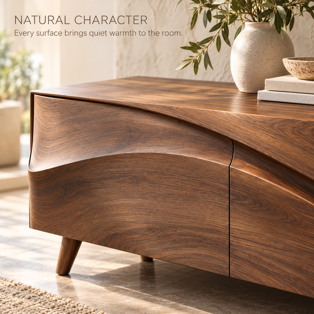 Dunmere Sculptural Solid Wood TV Stand - Design 139 - product detail 4