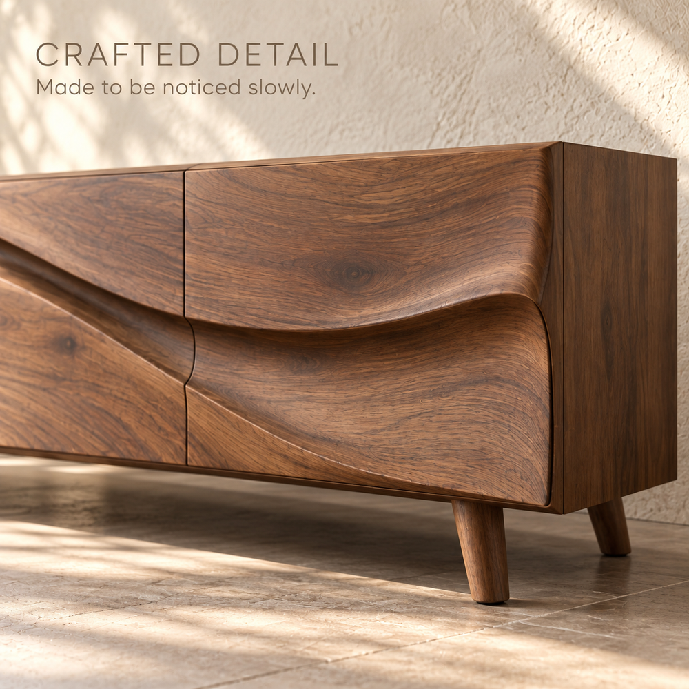 Dunmere Sculptural Solid Wood TV Stand - Design 139 - product detail 5