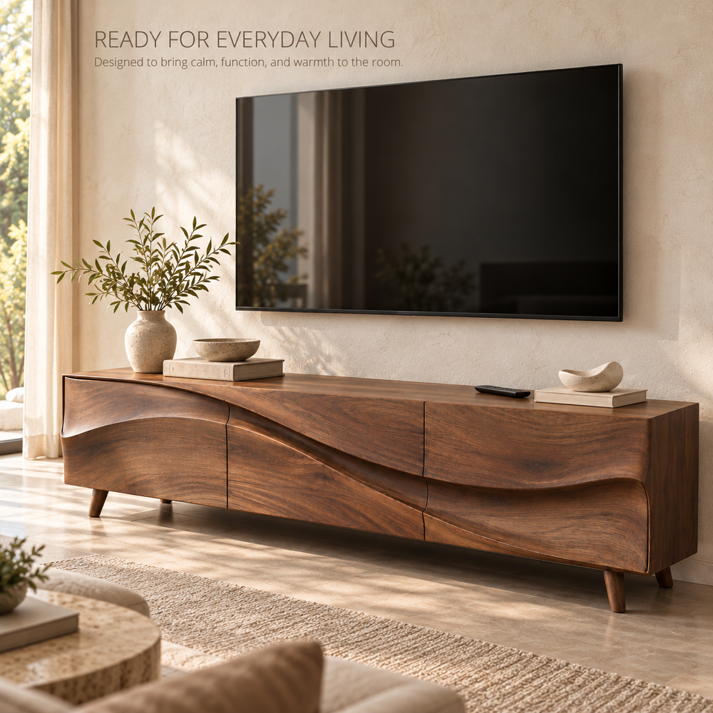 Dunmere Sculptural Solid Wood TV Stand - Design 139 - product detail 6