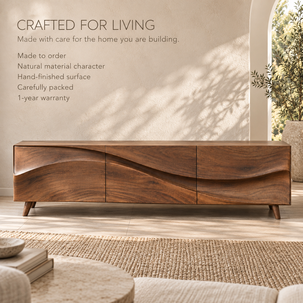 Dunmere Sculptural Solid Wood TV Stand - Design 139 - product detail 8