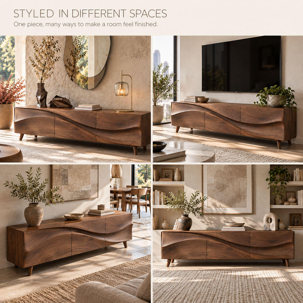 Dunmere Sculptural Solid Wood TV Stand - Design 139 - product detail 9