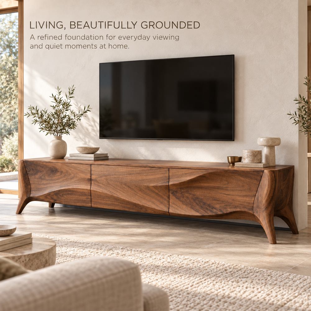 Elmsworth Sculptural Solid Wood TV Stand - Design 140 - product detail 1