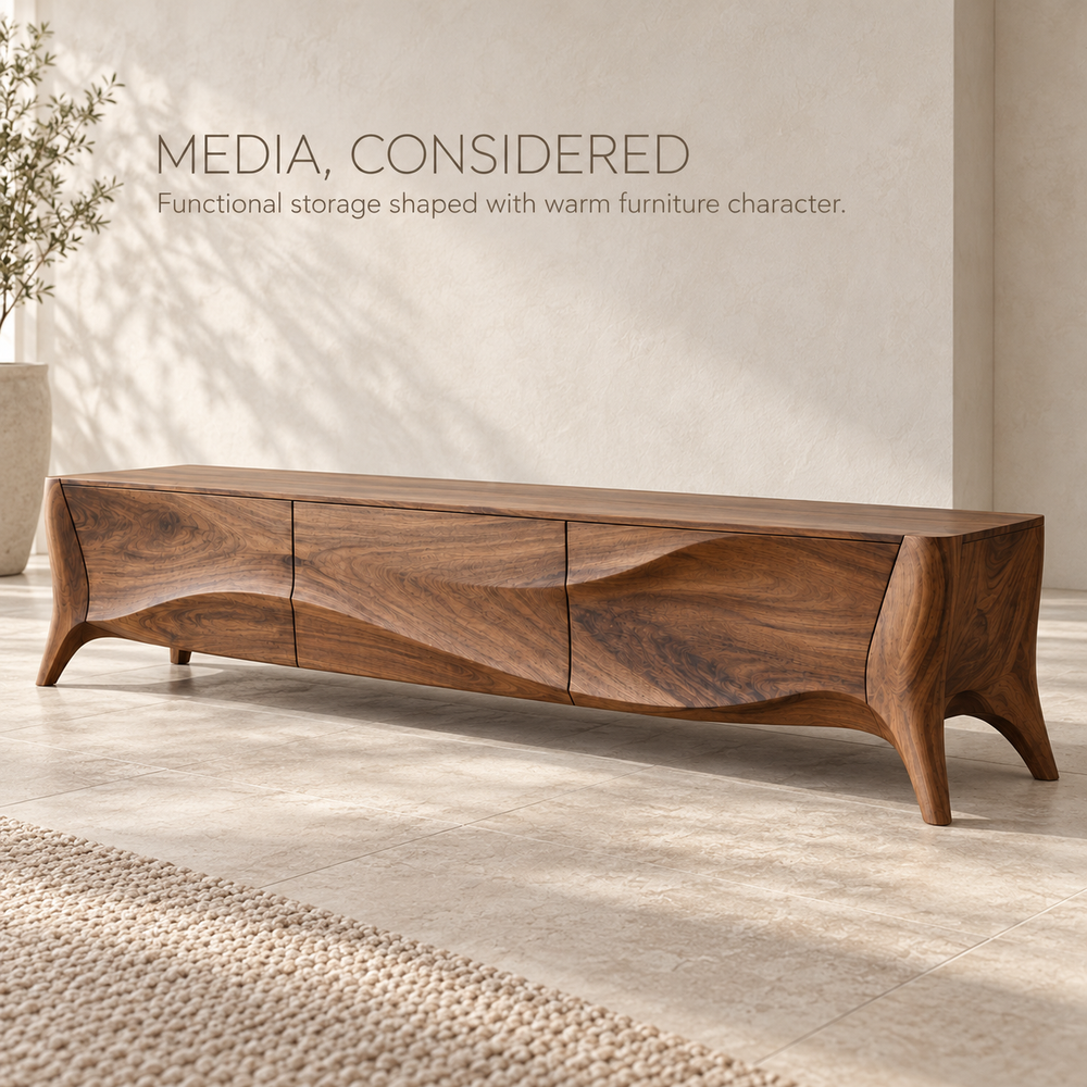 Elmsworth Sculptural Solid Wood TV Stand - Design 140 - product detail 2