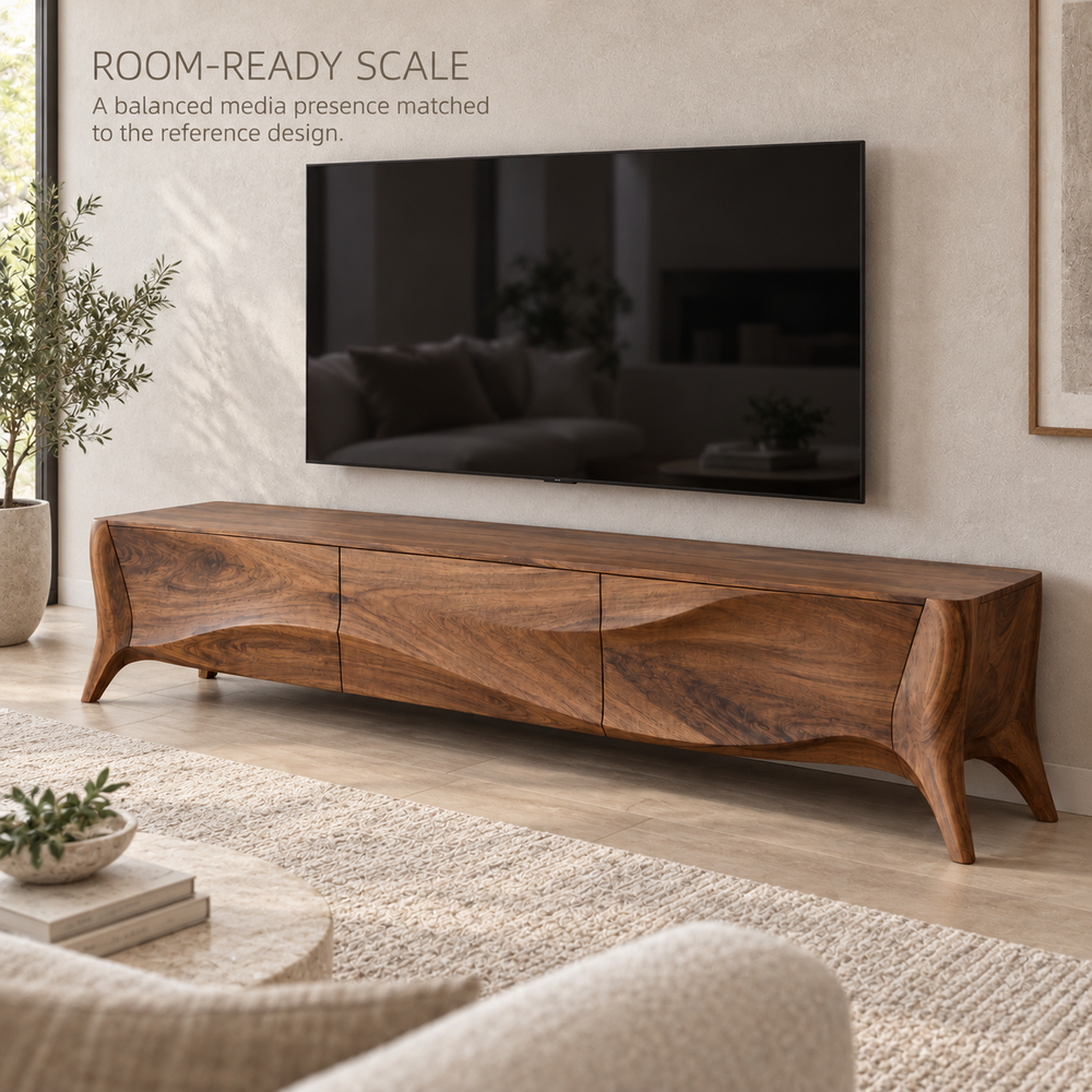 Elmsworth Sculptural Solid Wood TV Stand - Design 140 - product detail 3