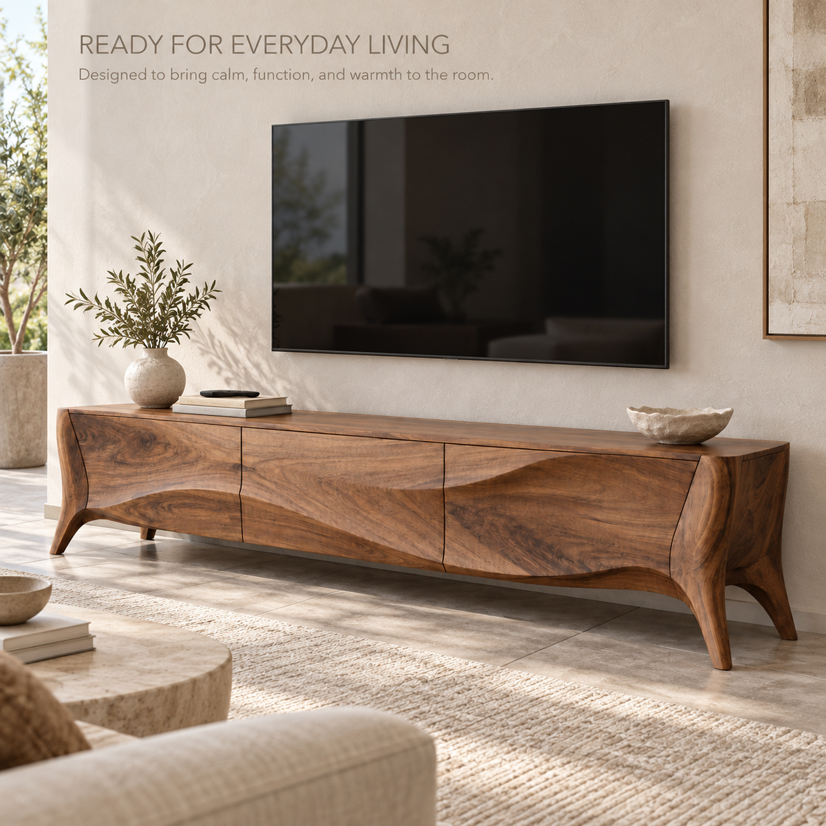 Elmsworth Sculptural Solid Wood TV Stand - Design 140 - product detail 6