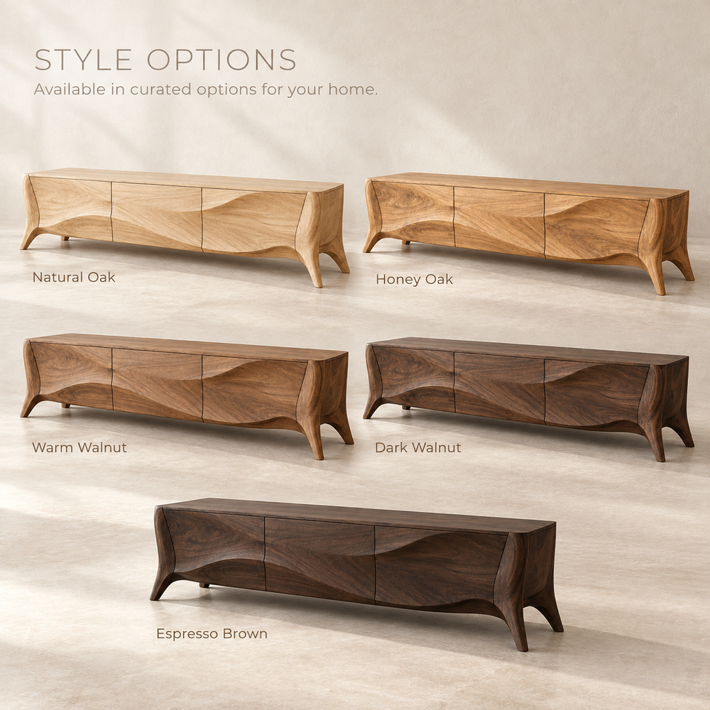Elmsworth Sculptural Solid Wood TV Stand - Design 140 - wood finish options