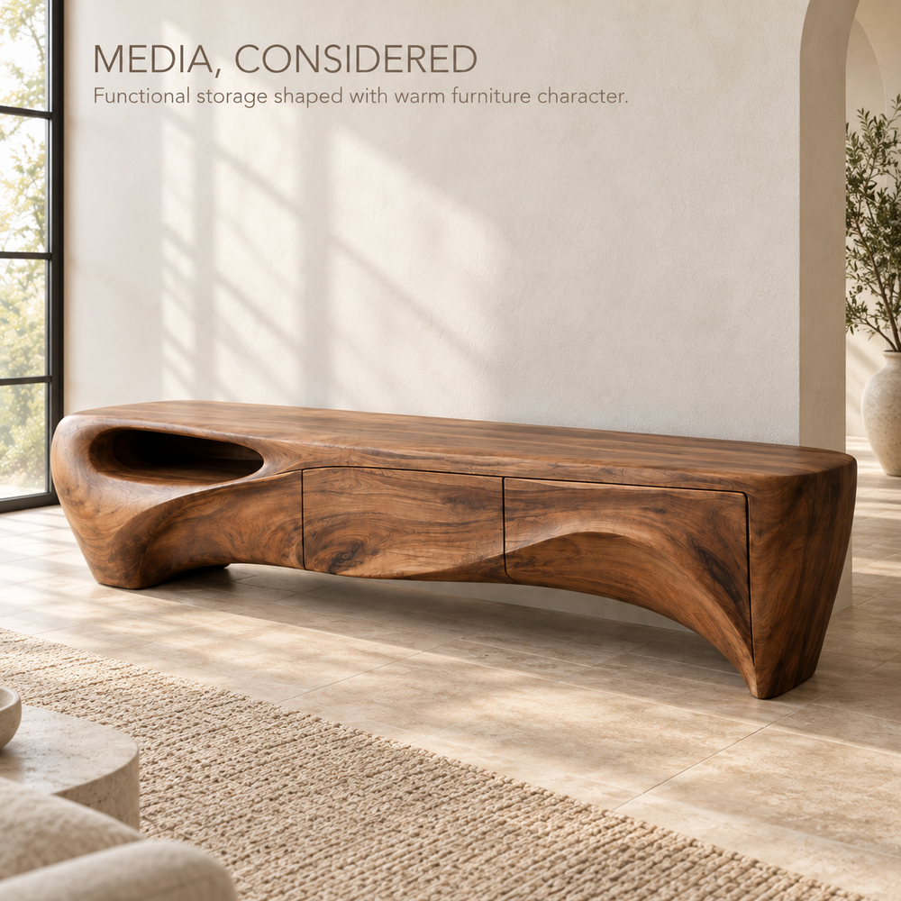 Fairhaven Sculptural Solid Wood TV Stand - Design 141 - product detail 2