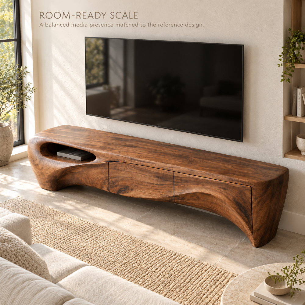 Fairhaven Sculptural Solid Wood TV Stand - Design 141 - product detail 3