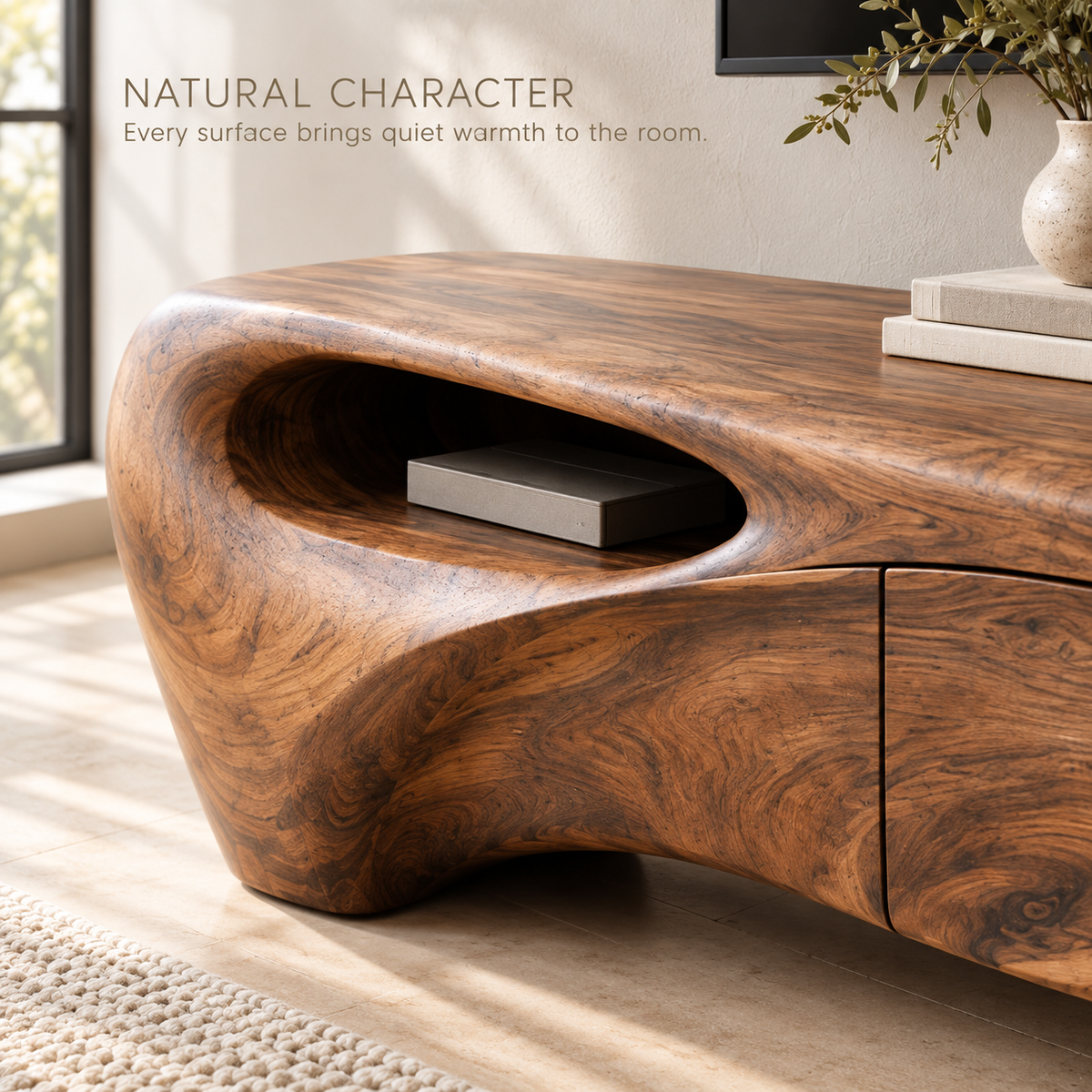 Fairhaven Sculptural Solid Wood TV Stand - Design 141 - product detail 4
