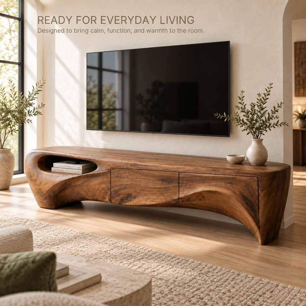 Fairhaven Sculptural Solid Wood TV Stand - Design 141 - product detail 6