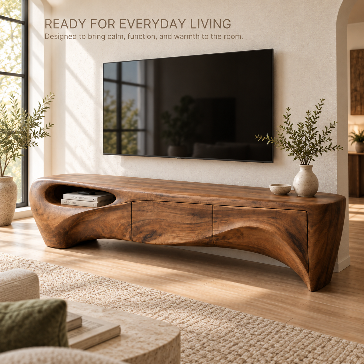 Fairhaven Sculptural Solid Wood TV Stand - Design 141 - product detail 6