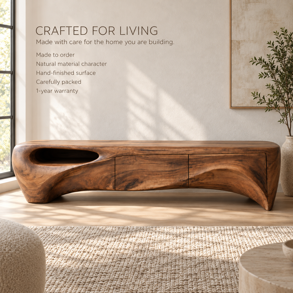 Fairhaven Sculptural Solid Wood TV Stand - Design 141 - product detail 8