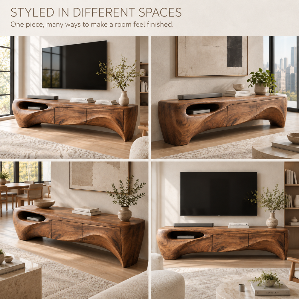 Fairhaven Sculptural Solid Wood TV Stand - Design 141 - product detail 9