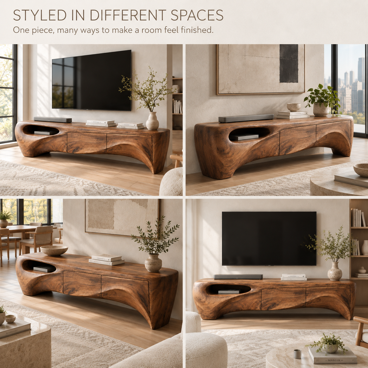 Fairhaven Sculptural Solid Wood TV Stand - Design 141 - product detail 9