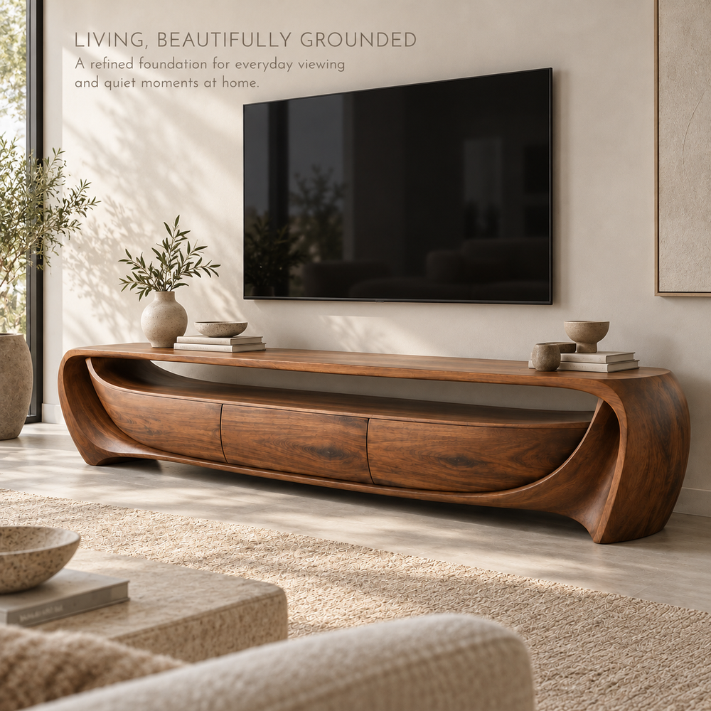 Glenford Sculptural Solid Wood TV Stand - Design 142 - product detail 1