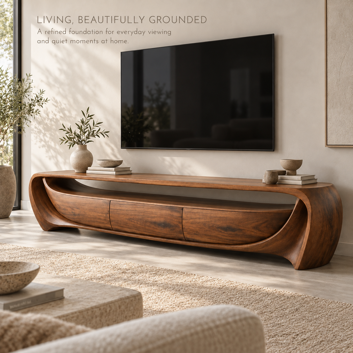 Glenford Sculptural Solid Wood TV Stand - Design 142 - product detail 1