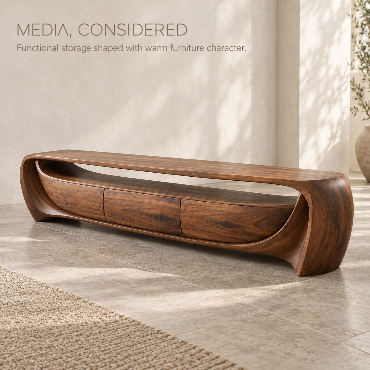 Glenford Sculptural Solid Wood TV Stand - Design 142 - product detail 2