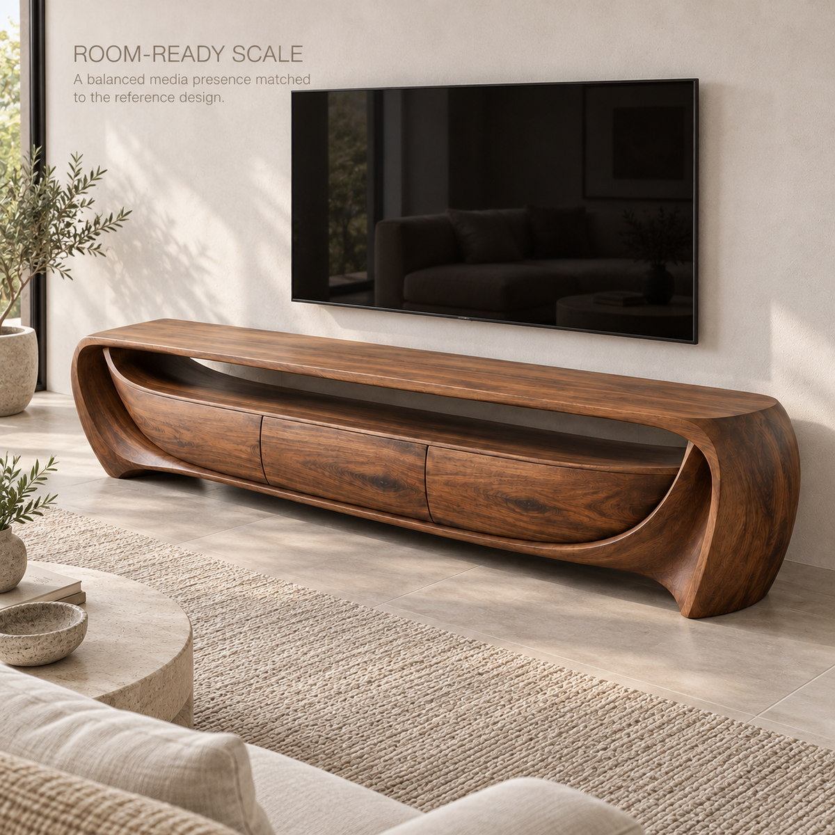Glenford Sculptural Solid Wood TV Stand - Design 142 - product detail 3