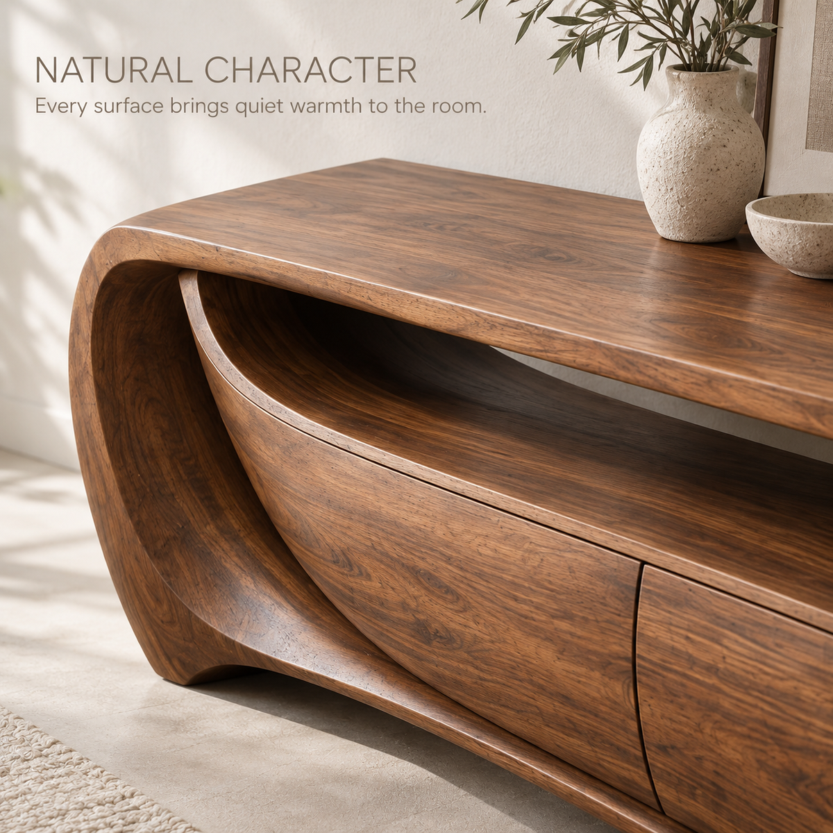 Glenford Sculptural Solid Wood TV Stand - Design 142 - product detail 4