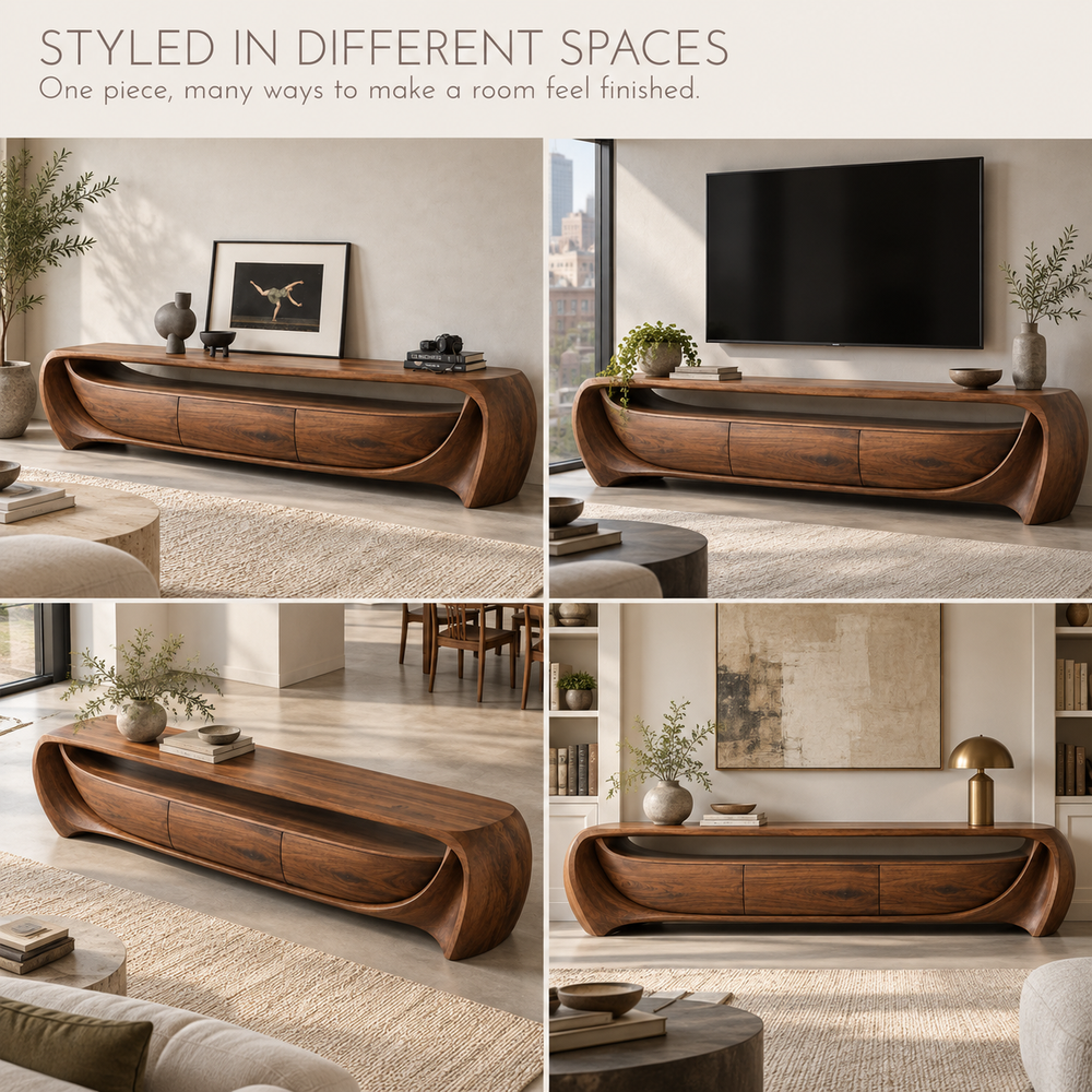 Glenford Sculptural Solid Wood TV Stand - Design 142 - product detail 9