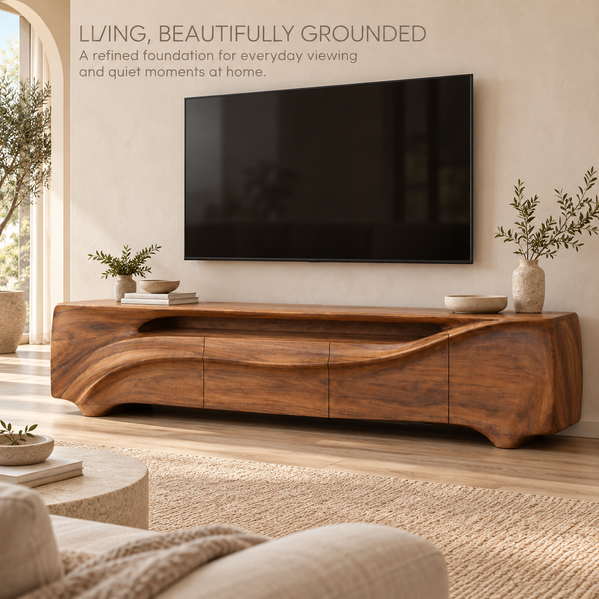 Hartwell Sculptural Solid Wood TV Stand - Design 143 - product detail 1