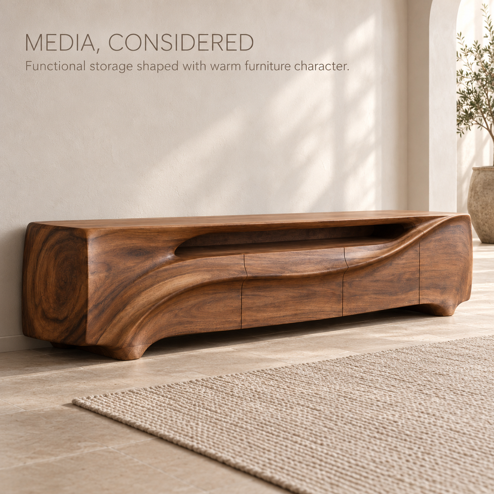 Hartwell Sculptural Solid Wood TV Stand - Design 143 - product detail 2