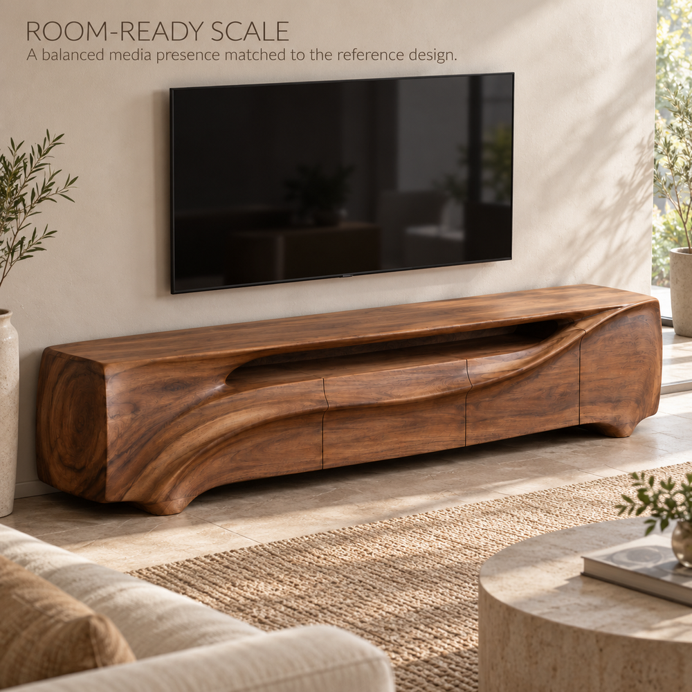 Hartwell Sculptural Solid Wood TV Stand - Design 143 - product detail 3