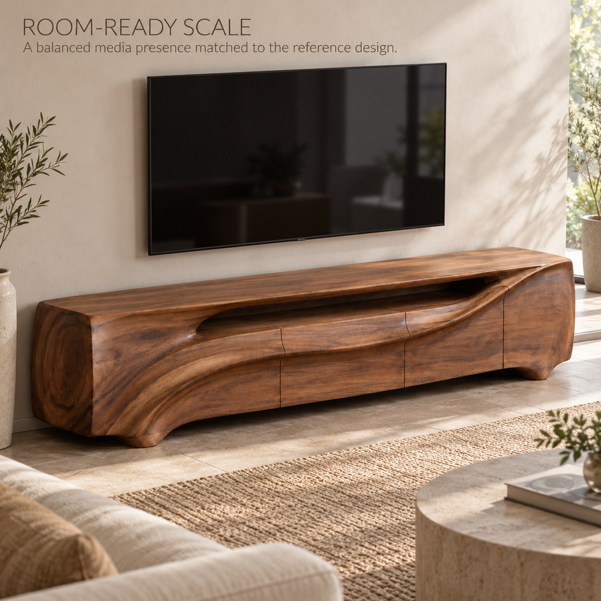 Hartwell Sculptural Solid Wood TV Stand - Design 143 - product detail 3