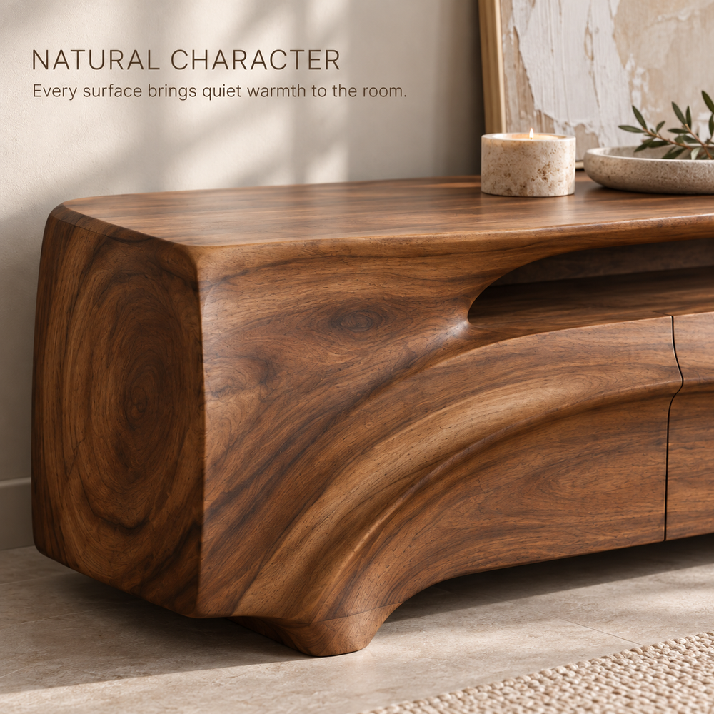 Hartwell Sculptural Solid Wood TV Stand - Design 143 - product detail 4