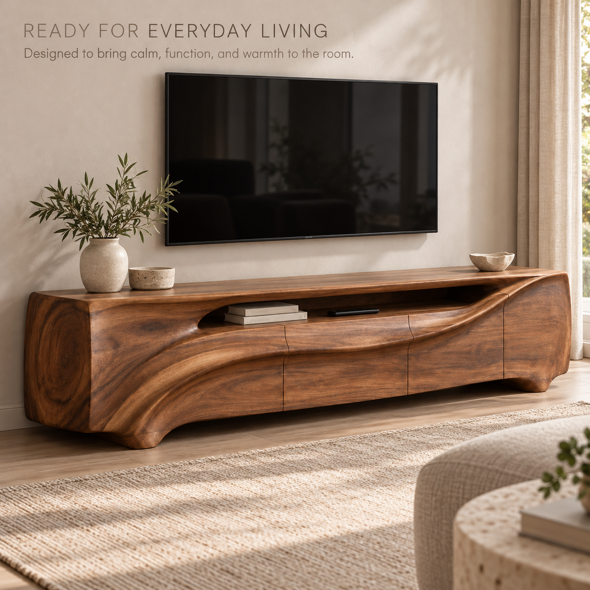 Hartwell Sculptural Solid Wood TV Stand - Design 143 - product detail 6