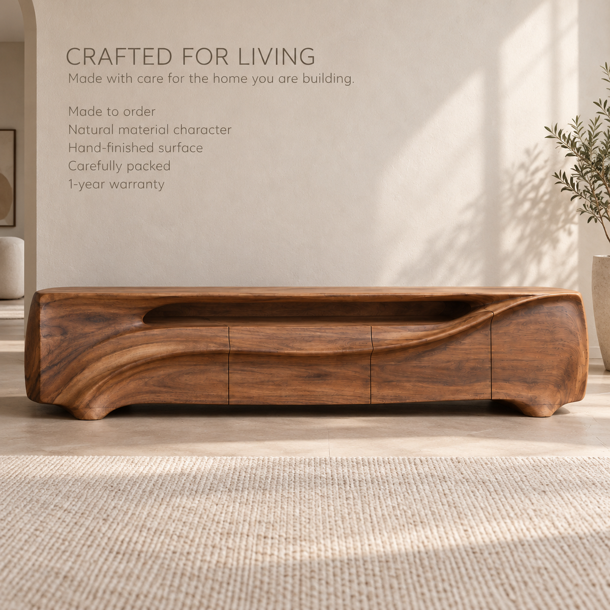 Hartwell Sculptural Solid Wood TV Stand - Design 143 - product detail 8
