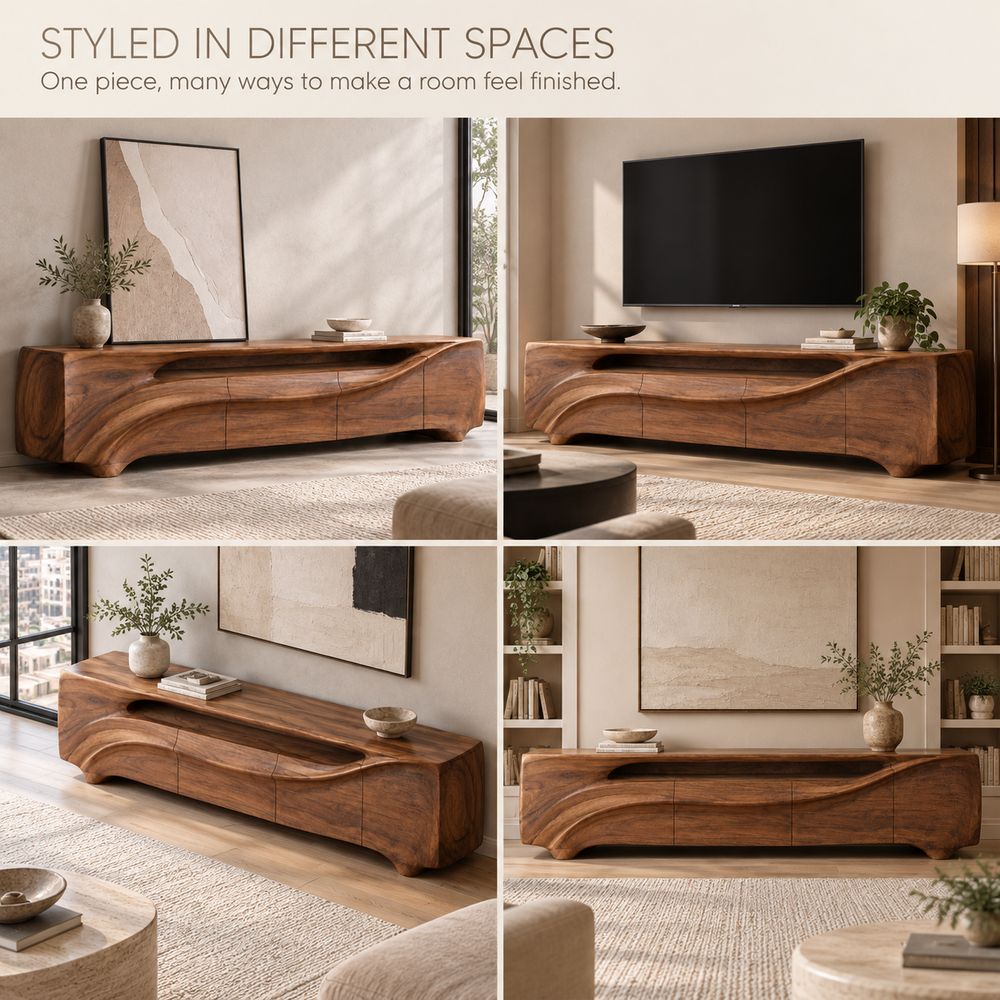 Hartwell Sculptural Solid Wood TV Stand - Design 143 - product detail 9