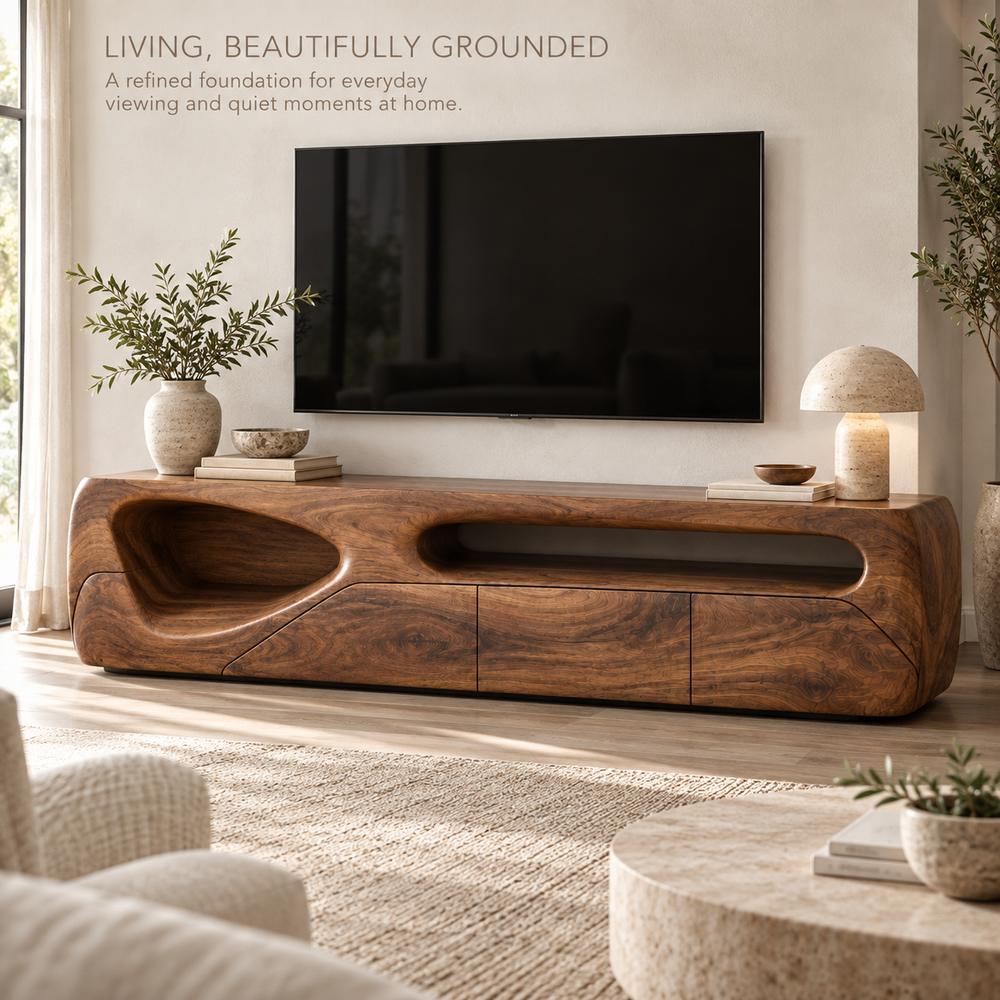 Iverley Sculptural Solid Wood TV Stand - Design 144 - product detail 1