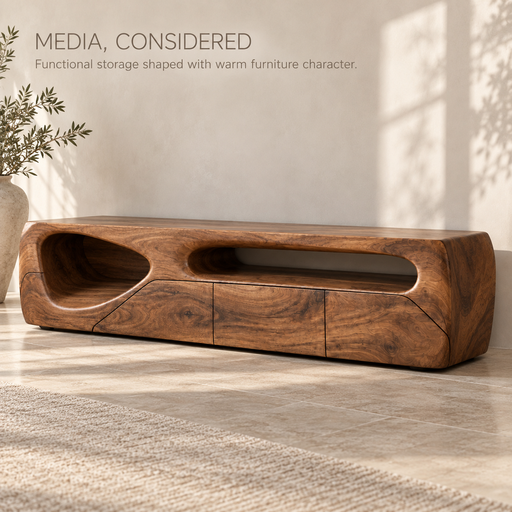 Iverley Sculptural Solid Wood TV Stand - Design 144 - product detail 2