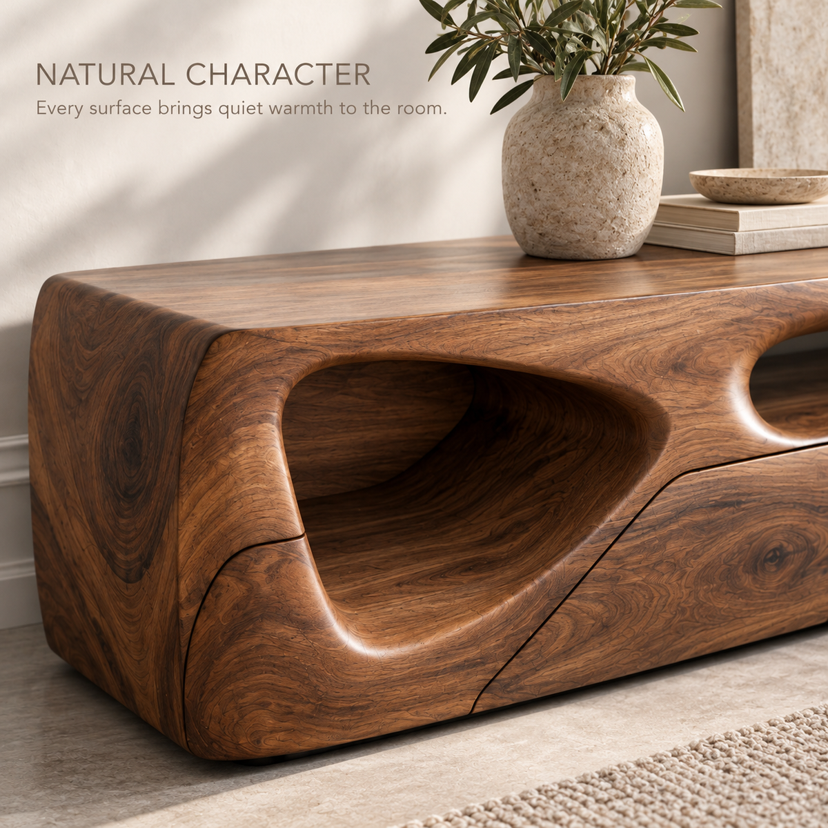 Iverley Sculptural Solid Wood TV Stand - Design 144 - product detail 4