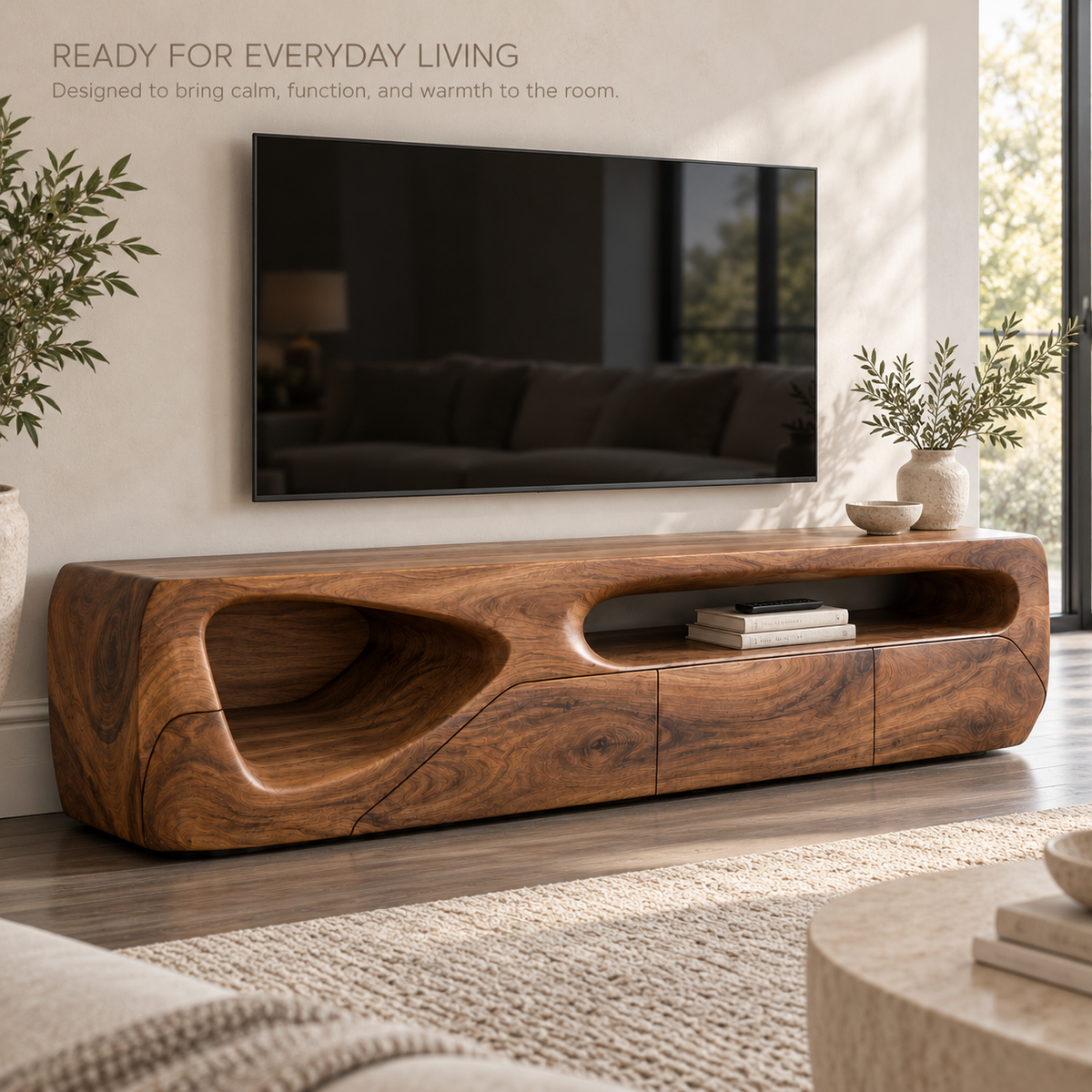 Iverley Sculptural Solid Wood TV Stand - Design 144 - product detail 6