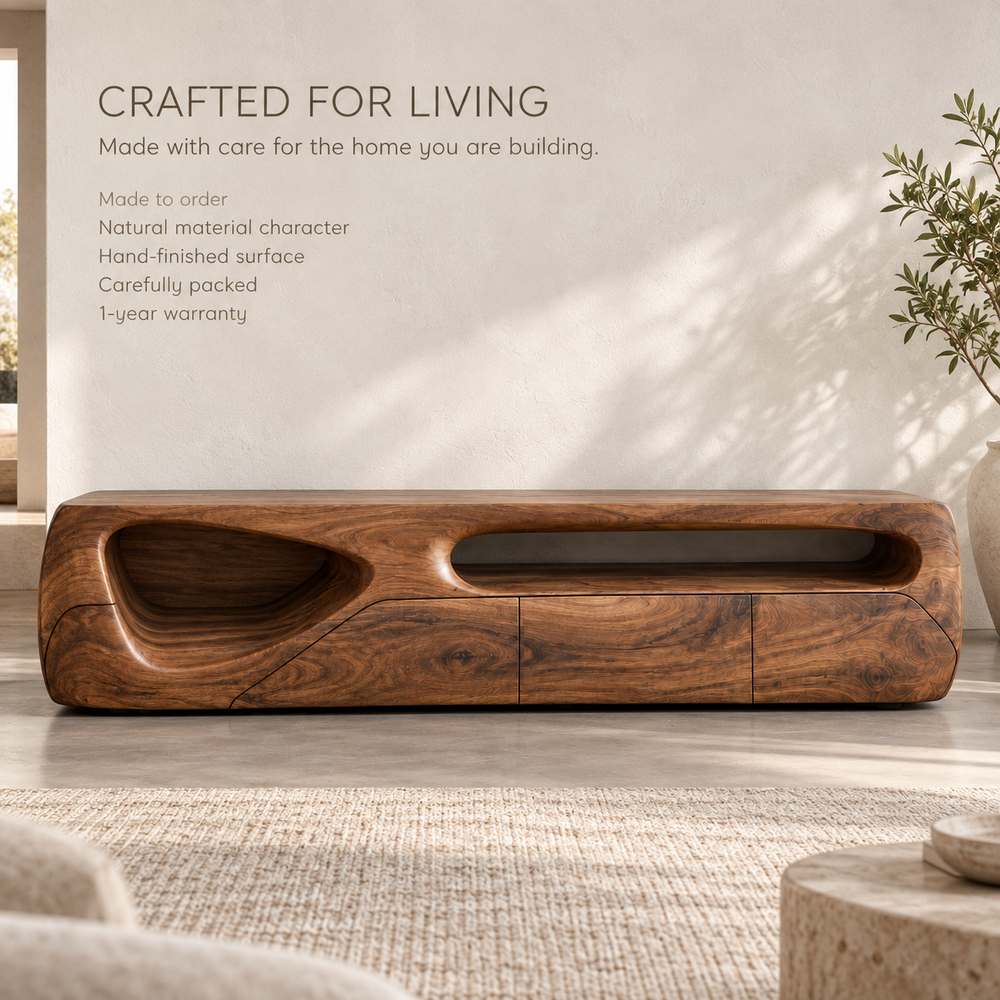 Iverley Sculptural Solid Wood TV Stand - Design 144 - product detail 8