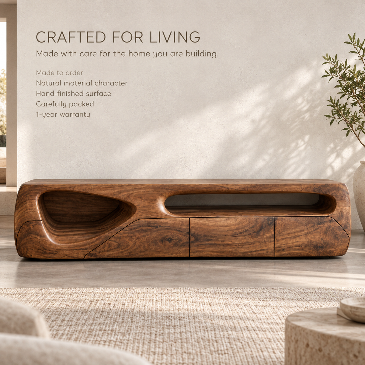 Iverley Sculptural Solid Wood TV Stand - Design 144 - product detail 8