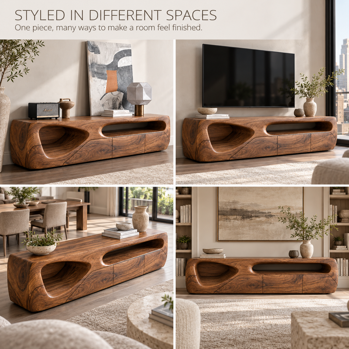 Iverley Sculptural Solid Wood TV Stand - Design 144 - product detail 9