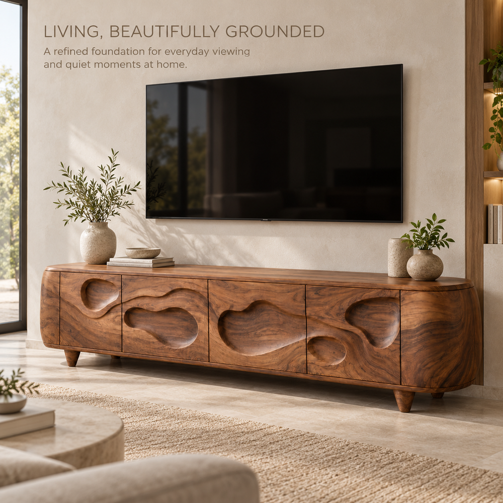 Juniper Sculptural Solid Wood TV Stand - Design 145 - product detail 1