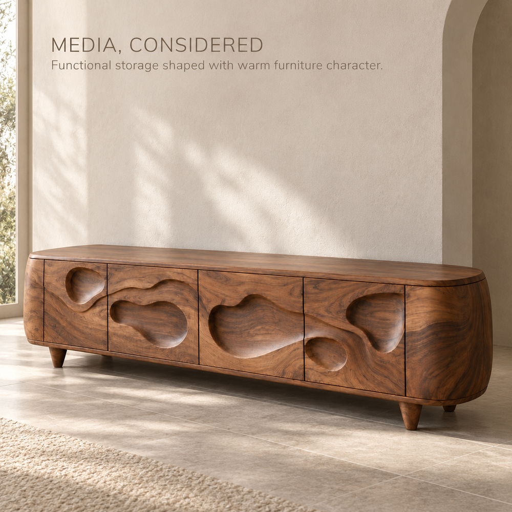 Juniper Sculptural Solid Wood TV Stand - Design 145 - product detail 2